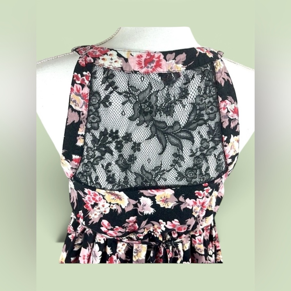Xhilaration Black Pink Floral Button-Up Sundress Size M - Picture 4 of 4